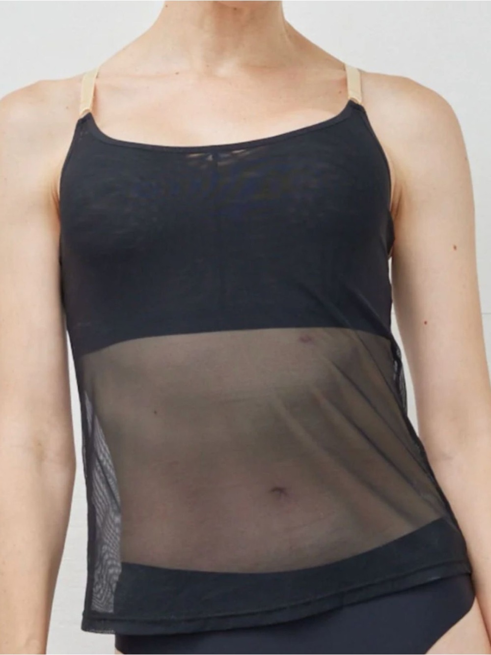 Sheer Mesh Camisole Bralette - Black